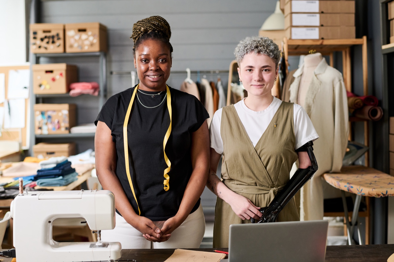 Two fashion designers in their studio