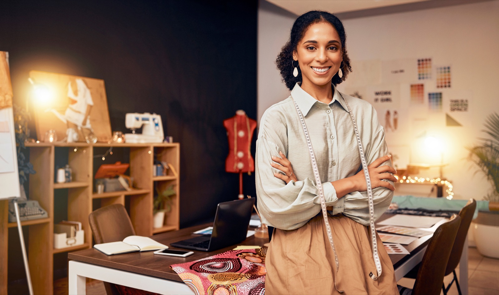 A fashion designer in her studio